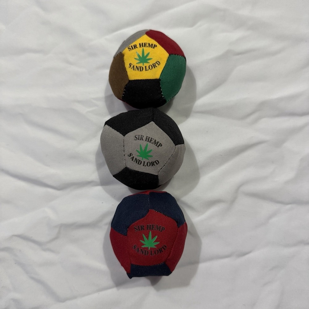 Sir Hemp Sand Lord Hacky Sack Footbag Lot of 3 Hemp Cannabis Leaf NEW